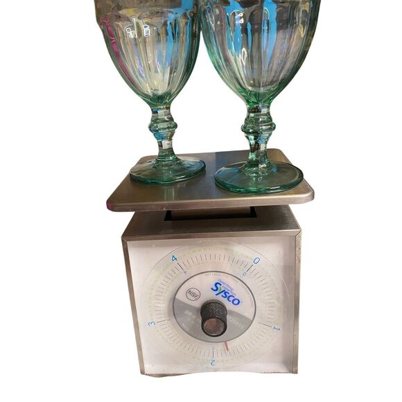 Vintage Libbey Duratuff Gibraltar Spanish Green Water Goblets Set Of Two Kitchen - Picture 9 of 9